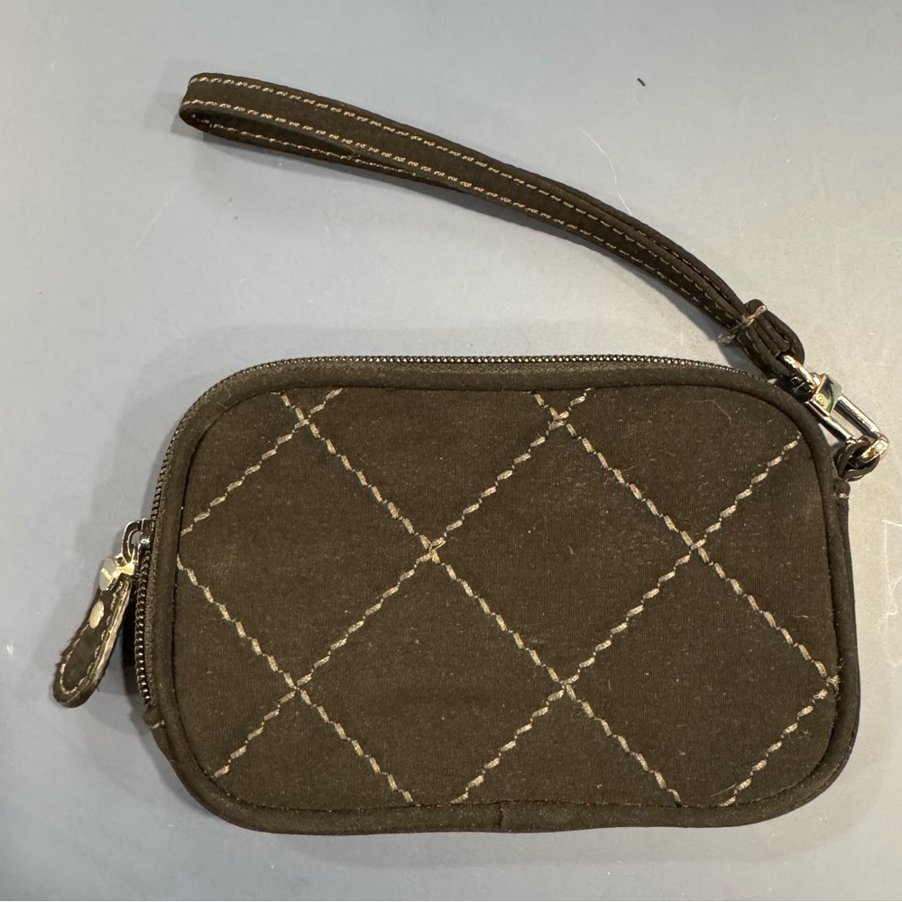 VERA BRADLEY Wristlet Bag black quilted Microfiber Small Zippered Case
